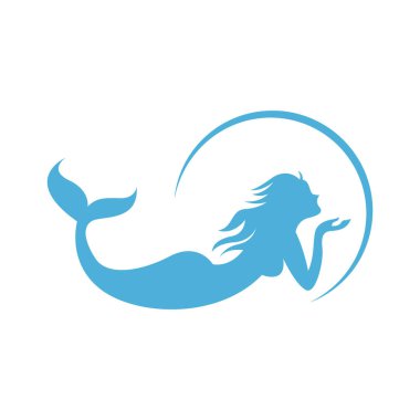 Deniz kızı logo tasarım illüstrasyon vektörü