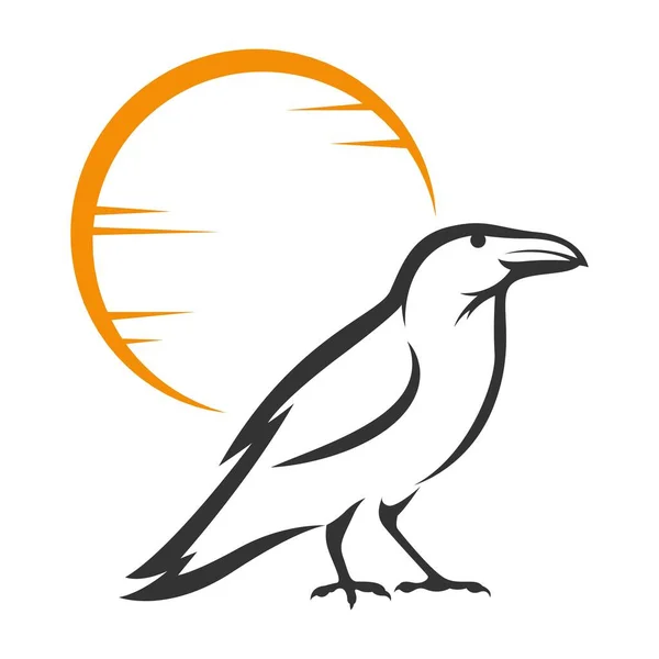 Raven Logo Tasarım Illüstrasyon Vektörü — Stok Vektör