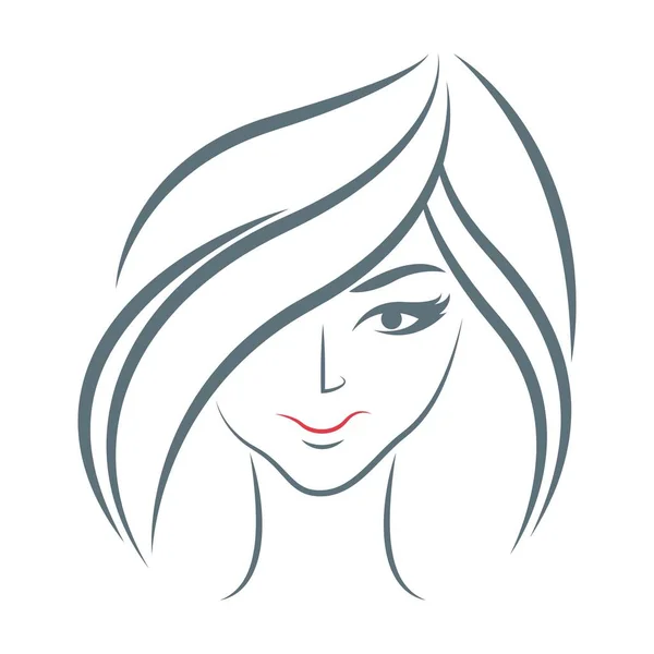 妇女脸谱线艺术图标设计图 — 图库矢量图片