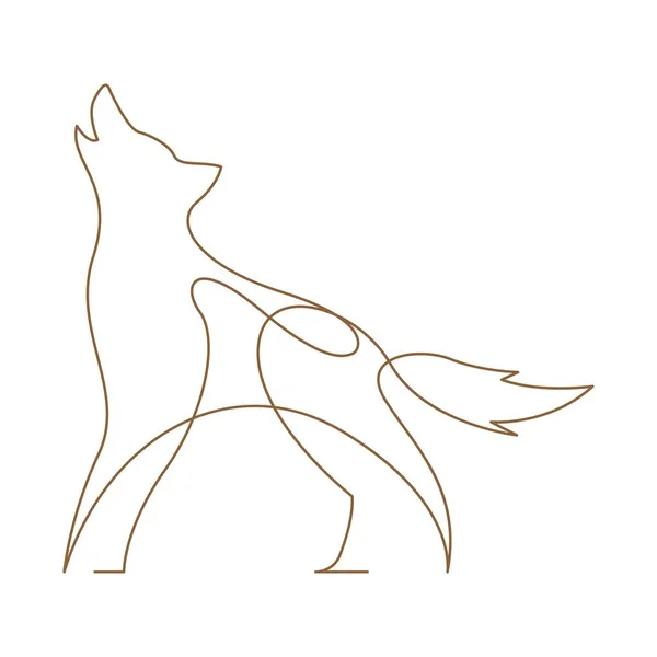 Lobo Línea Arte Logotipo Diseño Ilustración — Vector de stock