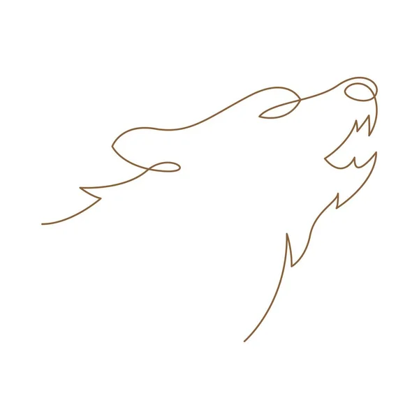 Wolf Linje Konst Logotyp Design Illustration — Stock vektor