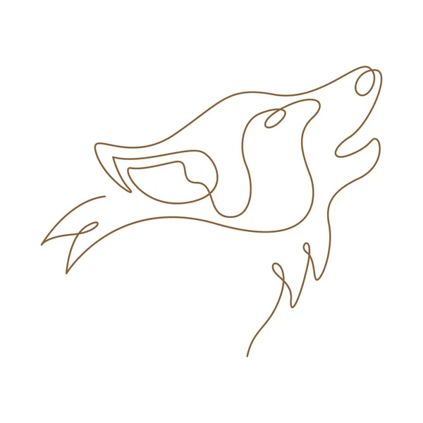 Lobo Línea Arte Logotipo Diseño Ilustración — Vector de stock
