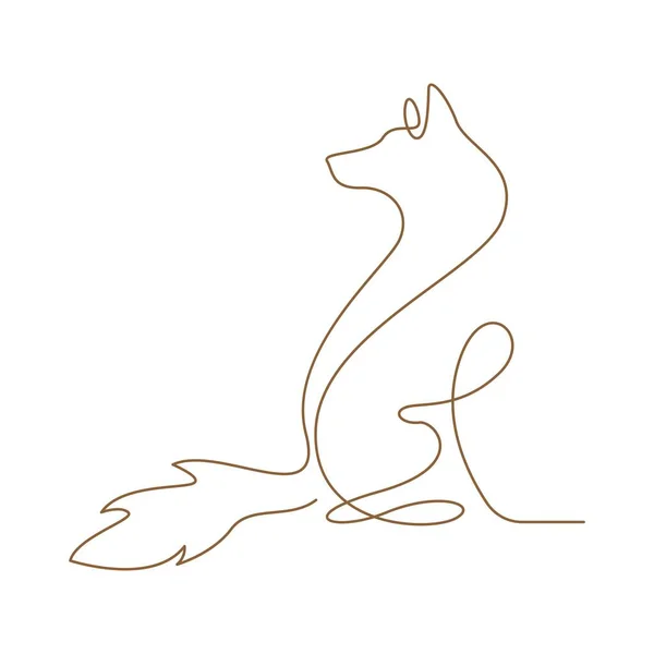 Wolf Ligne Art Logo Conception Illustration — Image vectorielle
