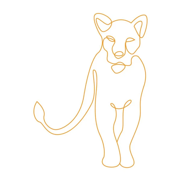 Lion Linea Arte Logo Icona Disegno Illustrazione — Vettoriale Stock