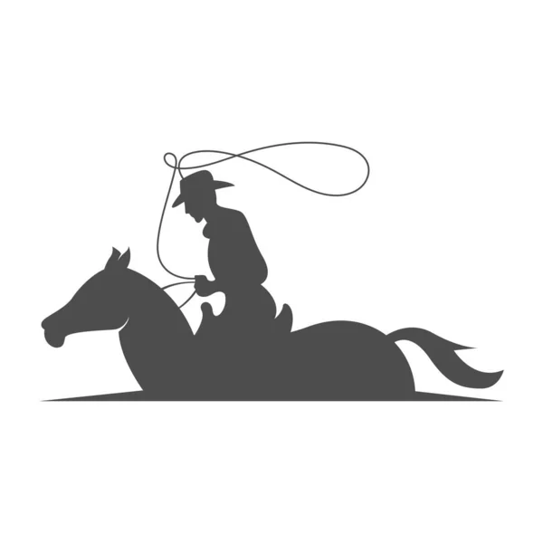 Ilustración Del Diseño Del Icono Del Logotipo Cowboy — Vector de stock