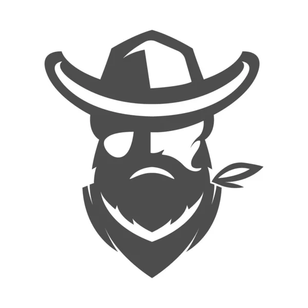 Kovboy Logosu Tasarım Illüstrasyonuname — Stok Vektör
