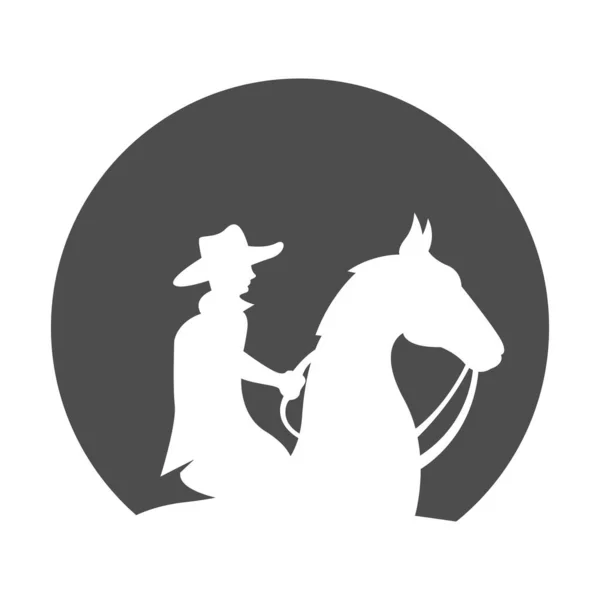 Cowboy Logo Ikone Design Illustration — Stockvektor