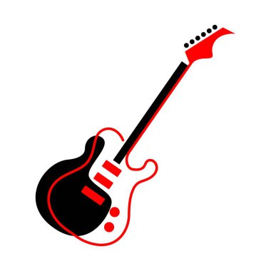 Gitar simgesi logo tasarımı çizimi 