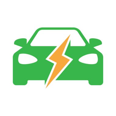 Elektrikli araba simgesi logo tasarımı illüstrasyonu