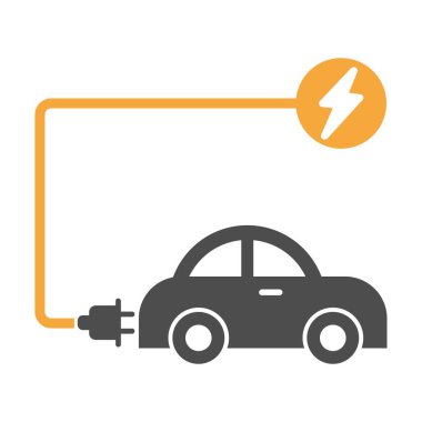 Elektrikli araba simgesi logo tasarımı illüstrasyonu