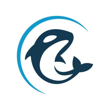 Orca balina simgesi logo tasarım şablonu