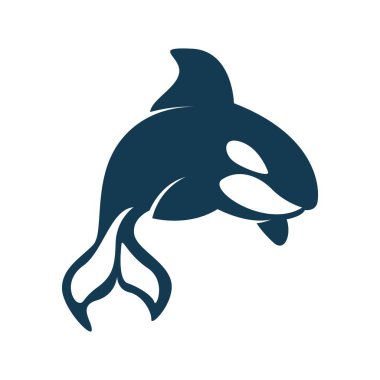 Orca balina simgesi logo tasarım şablonu