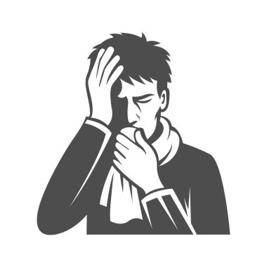 Öksürük simgesi tasarımı şablonu çizimi