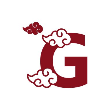 Bulutlu kırmızı harf simge tasarım şablonu