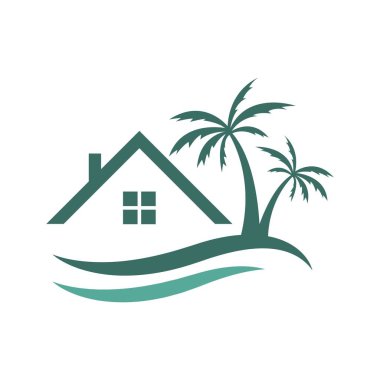 Yaz plajı logo tasarımı illüstrasyonu