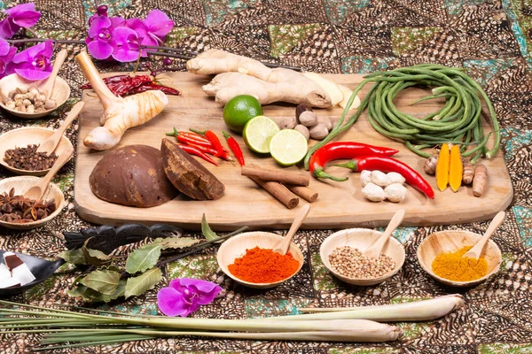 Una Colección Ingredientes Indonesios Cocina Asiática Foto Alta Calidad — Foto de Stock