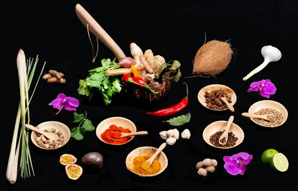 Колекція Індонезійських Індонезійських Інгредієнтів Азійської Кухні Фотографія Високої Якості — стокове фото
