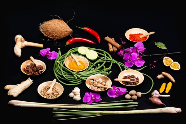 Eine Sammlung Indonesischer Zutaten Aus Der Asiatischen Küche Hochwertiges Foto — Stockfoto