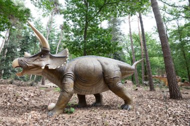 Oertijdmuseum-Boxtel-12-06-2022: Hollanda 'daki müzenin dışında Triceratops. Yüksek kalite fotoğraf