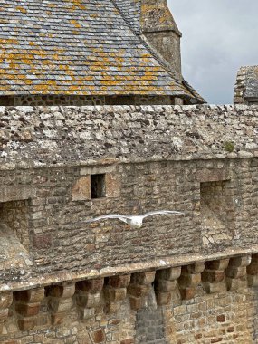 Mont Saint-Michel Kalesi Sahili Fransa ünlüsü. Yüksek kalite fotoğraf