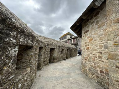 Mont Saint-Michel Kalesi Sahili Fransa ünlüsü. Yüksek kalite fotoğraf