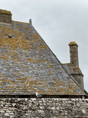 Mont Saint-Michel Kalesi Sahili Fransa ünlüsü. Yüksek kalite fotoğraf