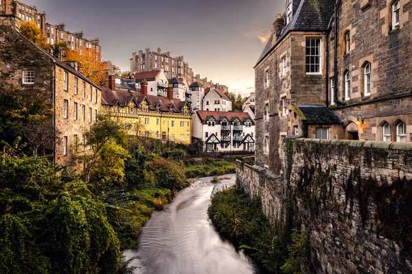 Stock image Dean village and river in Edinburgh (Scotland) during sunset