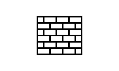 Brick wall icon vector, wall isolated on white background