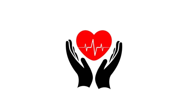 Hands Heart Cardio Icon Heartbeat Hands Icon — Archivo Imágenes Vectoriales