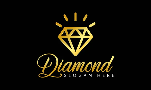 Diamond Stacked Golden Jewel Logo Shaped Simple Modern Luxury Elegant — Stock Vector