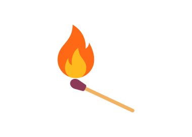 Yanan Kibrit Çizimi, Ateşle Kibrit, Ateş ve Alev Vektörü simgesi