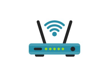 Wifi router simgesi düz stil, Wifi sinyali düz vektör simgesi olan modem uygulamalar ve web siteleri için