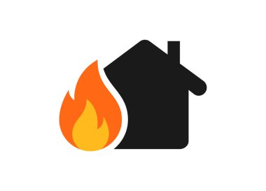 Ateş sembollü ev, Sigorta ikonu, Vektör çizer