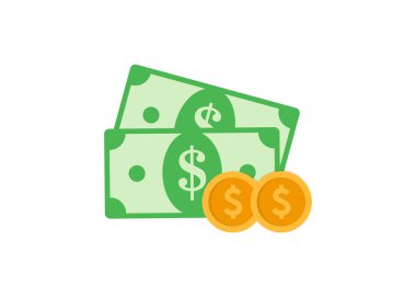 Finansal uygulamalar ve web siteleri için yeşil dolar ve sikke simgesi