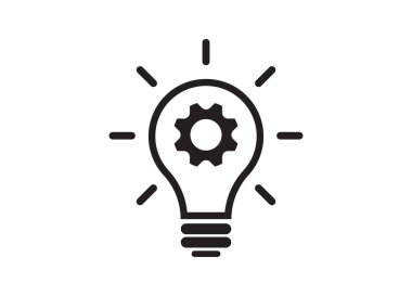 Fikir yenilik çizgisi resim simgesine sahip ampul, iş uygulamaları ve web siteleri için bilim icat vektör simgesi