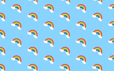 Kusursuz desenli gökkuşağı ve bulut, çocuklar için sevimli gökkuşağı deseni