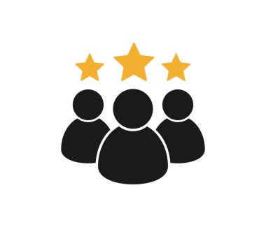 Müşteri memnuniyeti ikon vektör illüstrasyonu. Geri besleme simgesi, İstemci derecelendirme vektörü simgesi