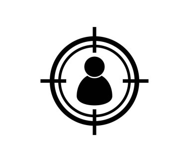 Hedef kitle ikonu. Müşteri vektör işareti, Kelle avcısı vektör simgesi