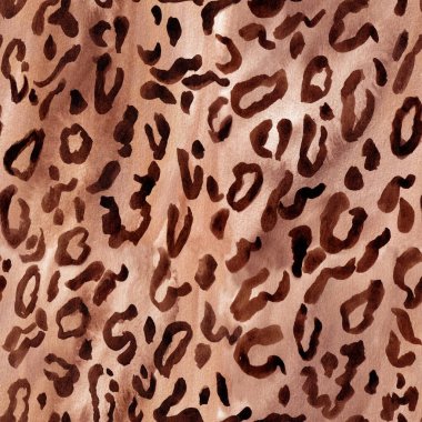 Suluboya leopar deseni, kahverengi, el yapımı, hayvan derisi, pürüzsüz