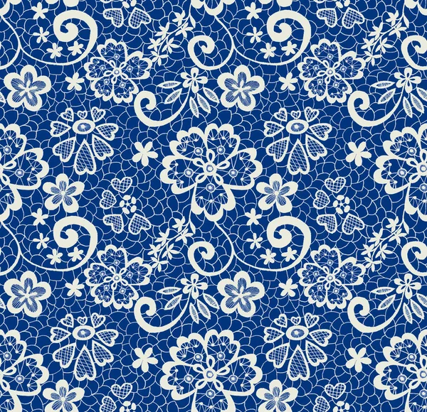Seamless Lace flowers, blue and white, ornamental flowers, handmade ink, white background, isolated
