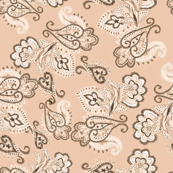 Watercolor paisley pattern, gold ornaments, gold background, seamless