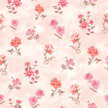 Suluboya çiçek desenleri, kırmızı tropikal elementler, kahverengi yapraklar, altın arka plan, pürüzsüz