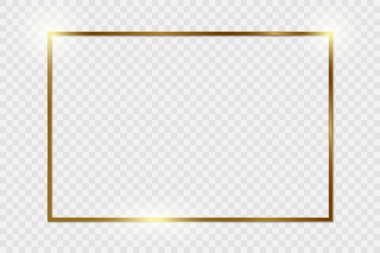 Şeffaf arka planda gölgeli, parlak, kaliteli, altın rengi bir çerçeve. Altın lüks gerçekçi dikdörtgen sınır. PNG