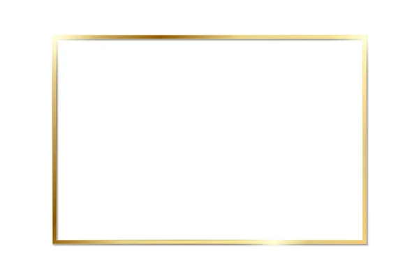 透明背景に影が隔離されたゴールド光沢のあるヴィンテージフレーム 黄金の豪華な現実的な長方形の境界線 Png — ストックベクタ