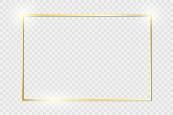 Золота Сяюча Вінтажна Рамка Тінями Ізольована Прозорому Фоні Золота Розкішна — стоковий вектор
