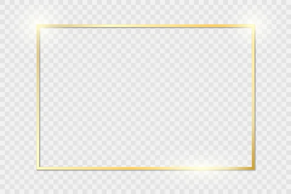 Золота Сяюча Вінтажна Рамка Тінями Ізольована Прозорому Фоні Золота Розкішна — стоковий вектор
