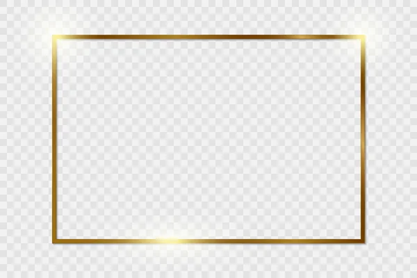 Золотая Блестящая Винтажная Рамка Тенями Изолированными Прозрачном Фоне Золотая Роскошь — стоковый вектор