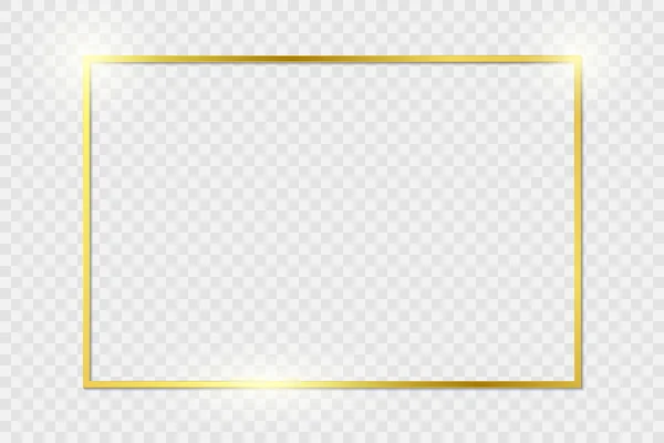 Золотая Блестящая Винтажная Рамка Тенями Изолированными Прозрачном Фоне Золотая Роскошь — стоковый вектор