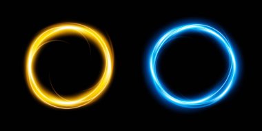 Karanlık, şeffaf bir arkaplanda soyut bir ateş çemberi. vektör ışığı etkisi.