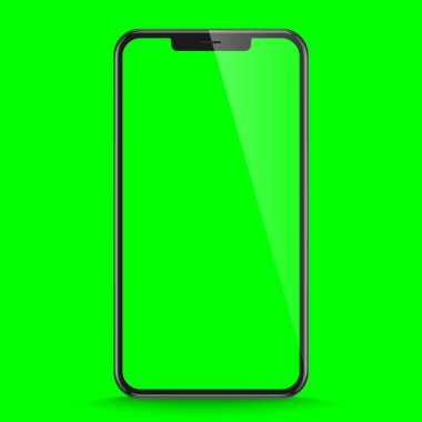 Şeffaf arka planda izole edilmiş gerçekçi siyah akıllı telefon modeli. Vektör illüstrasyonu.